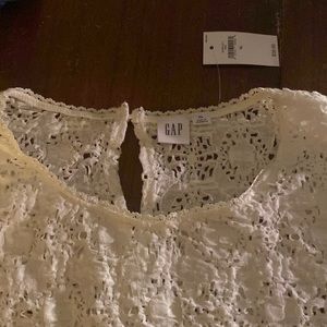 Off white Gap Quarter Sleeve (slightly longer) Eyelet Blouse